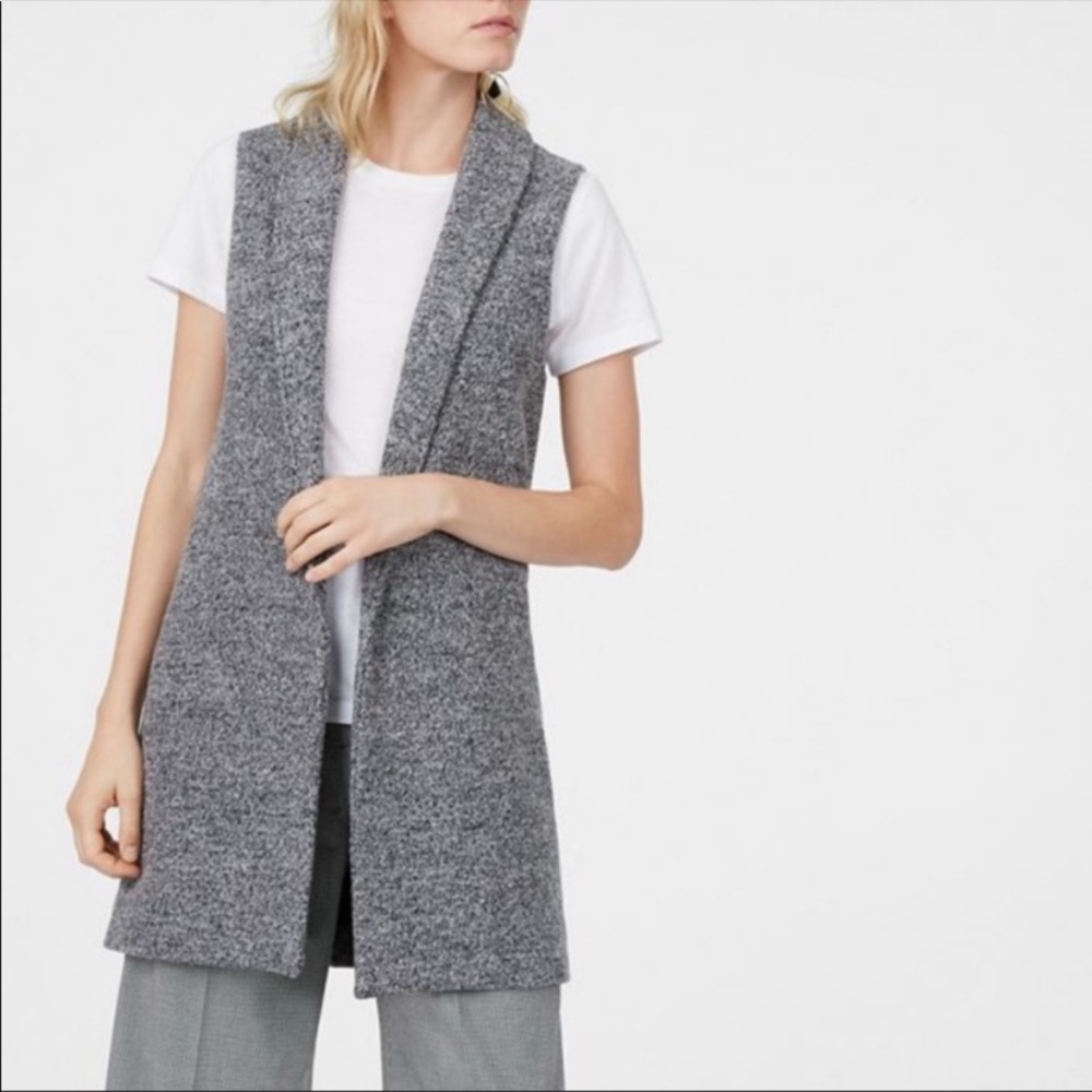 Club Monaco Gray Sleeveless Open Front Long Vest